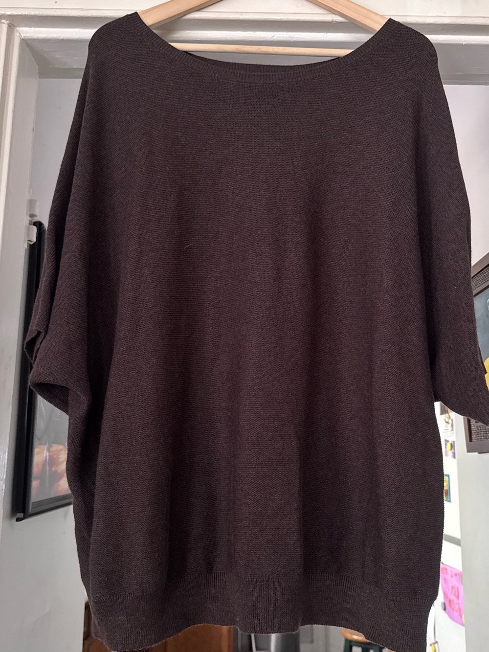 Quince Dark Brown Short Sleeve Top/Sweater size xl